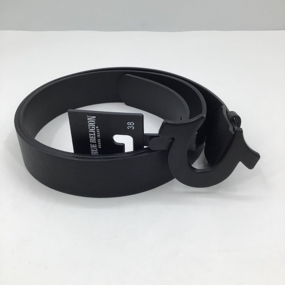 NWT True Religion Horseshoe Belt Mens 38 Black Leather Streetwear Urban